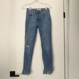 We The Free Light Blue Distressed Skinny Jeans with Frayed Hem
